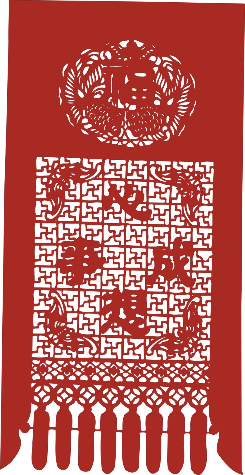 中国风中式传统喜庆民俗人物动物窗花剪纸插画边框AI矢量PNG素材【1956】